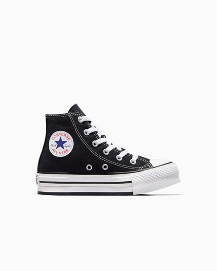 Sapatos Plataforma Converse Chuck Taylor All Star Lift Cano Alto Menina Pretas Branco Pretas | PT Q03P48T